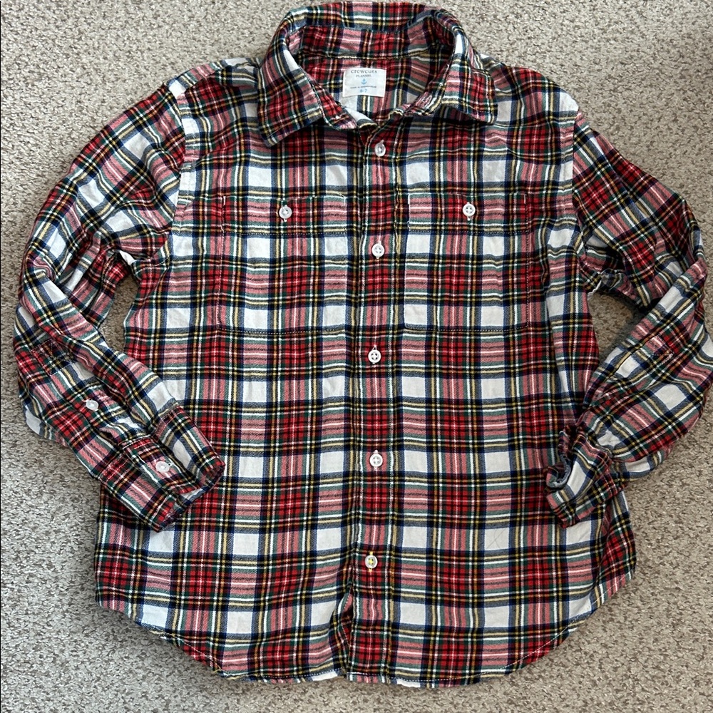 J. Crew Crewcuts Stewart Plaid Flannel Shirt, 6-7 (small)